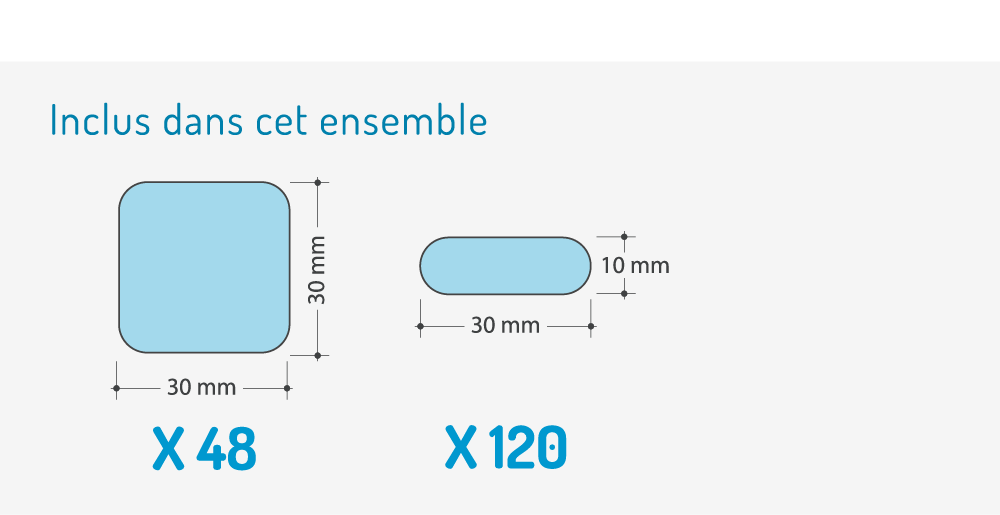 Description du Petit Pack Eco 4 de 168 stickers personnalisables en 2 formats : Large 1 et Small