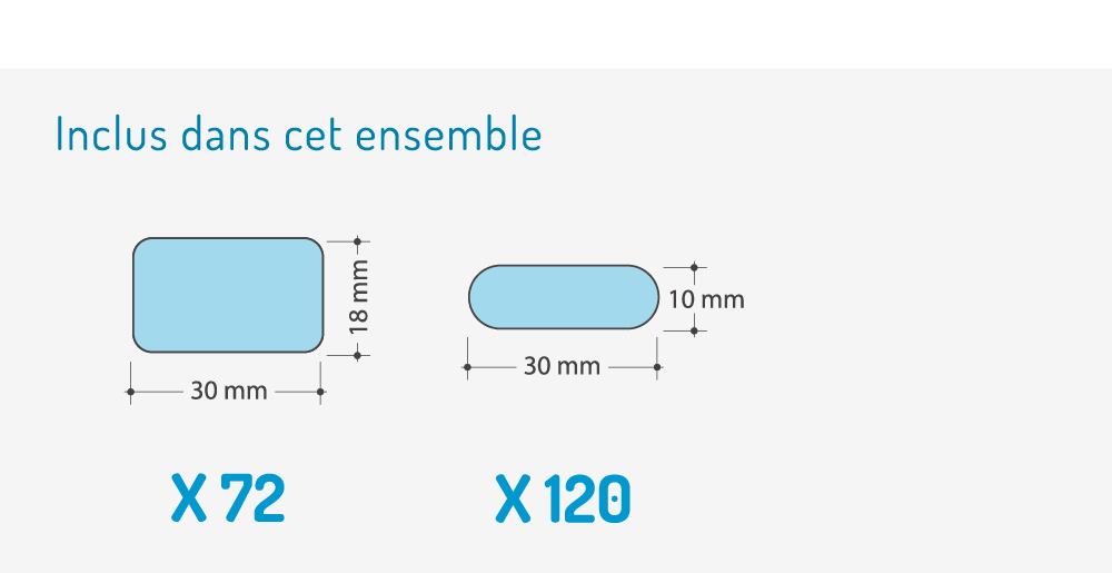 Description du Petit Pack Eco 5 de 192 stickers personnalisables en 2 formats : Medium et Small