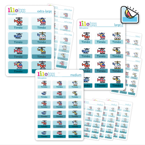 Pack Eco 2 de 152 Stickers enfants personnalisables avec 4 planches XL, 4 planches L2 et 4 planches M